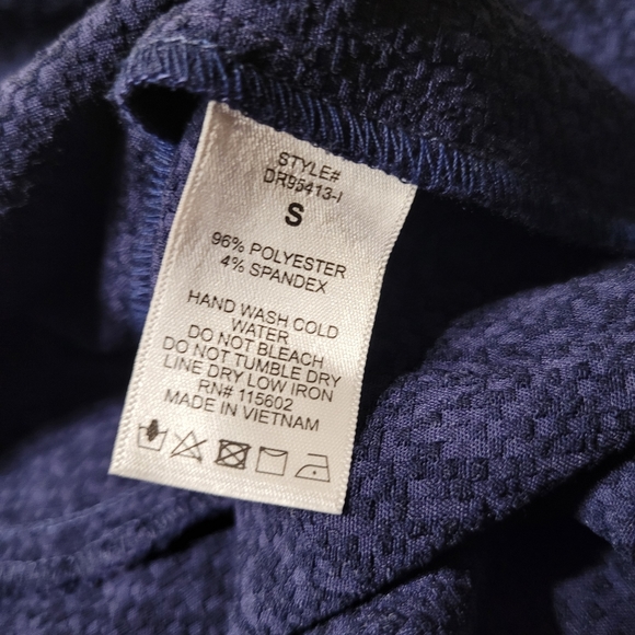 Lush Navy Woven Dress Ruffle Sleeves Size Small - Picture 7 of 7